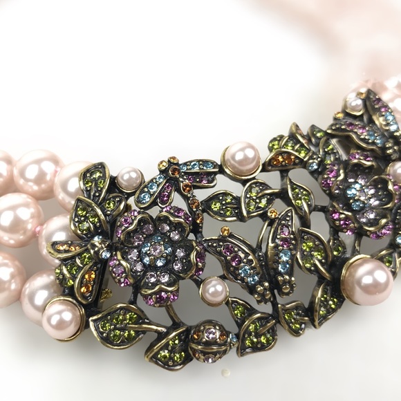 SOLD. Heidi Daus RARE Secret Garden Swarovski Crystals Simulated Pearls Necklace - Picture 4 of 12